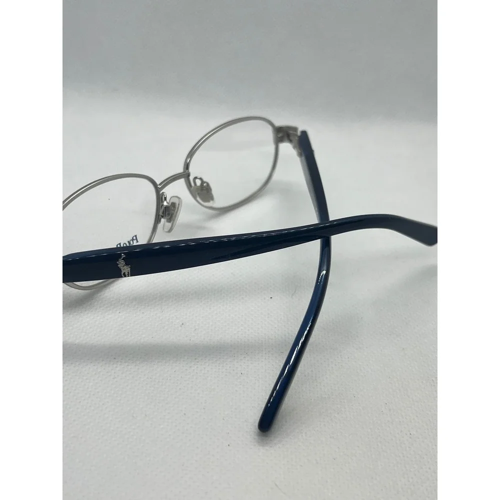 Polo Ralph Lauren 8037 3183‎ Silver Navy Blue Oval Eyeglasses Frames 45-14-130